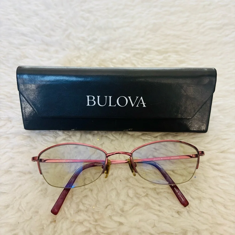 Bulova Medora Titanium Wine Eye Glasses Frame Only w/ Case 52-19 135